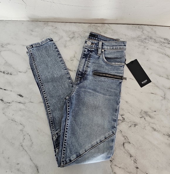Hudson Jeans High Rise Moto Zipper Blue Jeans 25 NWT - Picture 3 of 8